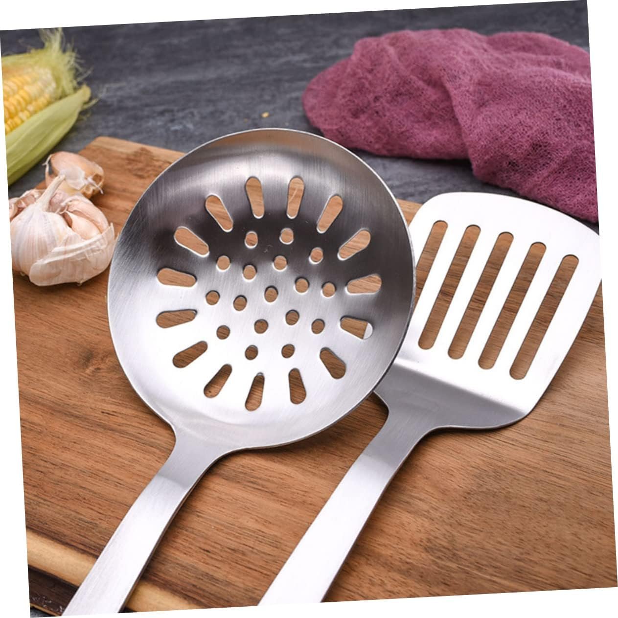 LIFKOME 1 Set 7 Pezzi Set Da Cucina Pezzi Gadget e Utensili Da Cucina Cucchiai Da Minestra Cinesi Pentole Antiaderenti Spatola Wok Pinze Metalliche Acciaio Inossidabile Anti-aderente