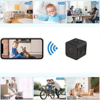 Amhillras Mini WiFi Security Camera, 1080P, 90Â° Wide Angle, Night Vision, Magnetic Mount, Black