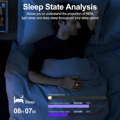 Temdan Smart Ring (Upgraded), Wearable Fitness Smart Ring Health Tracker, Sleep Quality & Heart Rate & Blood Oxygen Monitoring, IP68 Waterproof, No Subscription Fees, Smart Ring, Gold, Size 7