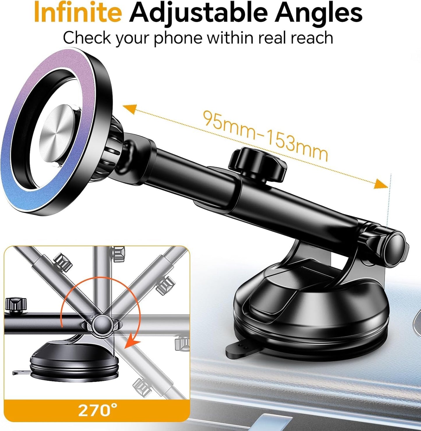 for MagSafe Car Mount【Windshield+Vent+Dash】Magnetic Phone Holder Car Suction Cup Phone Holder for Car Phone Holder Mount 【Strong Magnets】Support Cellulaire Auto for iPhone 16 Pro Max 15 14 13 12 Plus