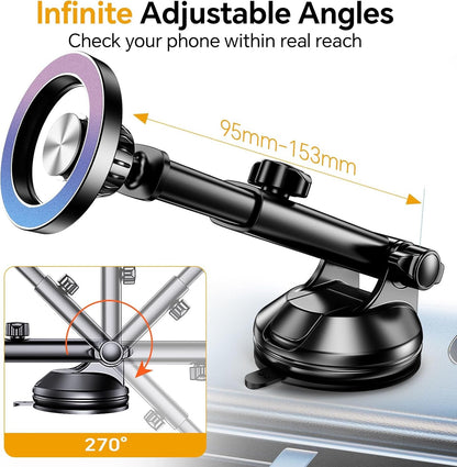 for MagSafe Car Mount【Windshield+Vent+Dash】Magnetic Phone Holder Car Suction Cup Phone Holder for Car Phone Holder Mount 【Strong Magnets】Support Cellulaire Auto for iPhone 16 Pro Max 15 14 13 12 Plus