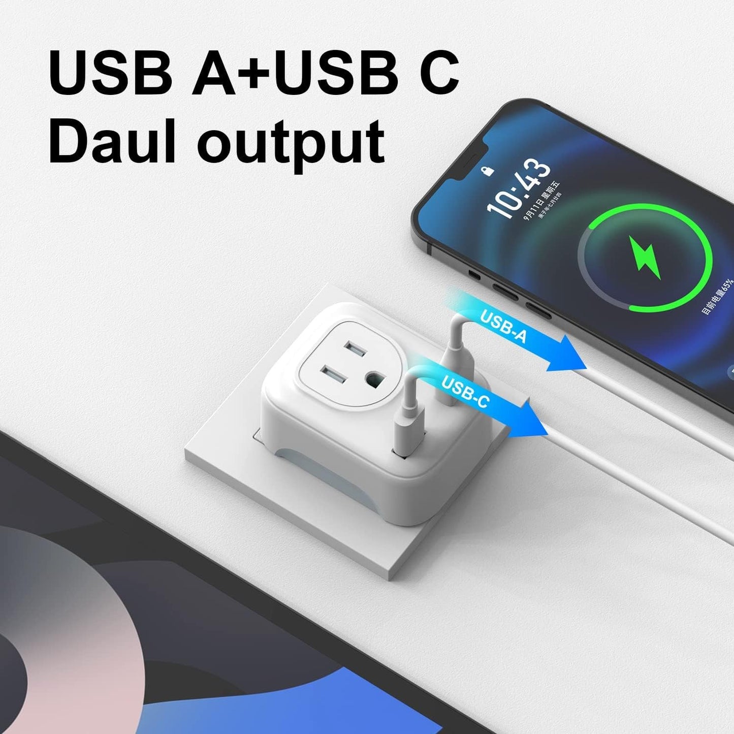 UK Ireland Hong Kong Travel Plug Adapter, HITRENDS Canada US to UK Plug Adapter with 2 American Outlets & USB-A &USB-C, Type G 4 in 1 Travel Adaptor to England Scotland Singapore - 1 Pack