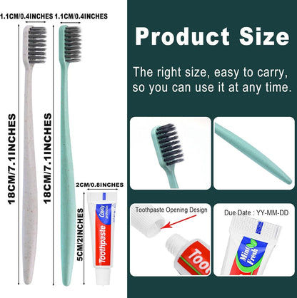 Disposable Toothbrushes with Toothpaste,100 Pack Bulk Toothbrushes Individually Wrapped Travel Toothbrush and Toothpaste Kit for Homeless,Nursing Home,Hotel,Charity(Apricot+Green)