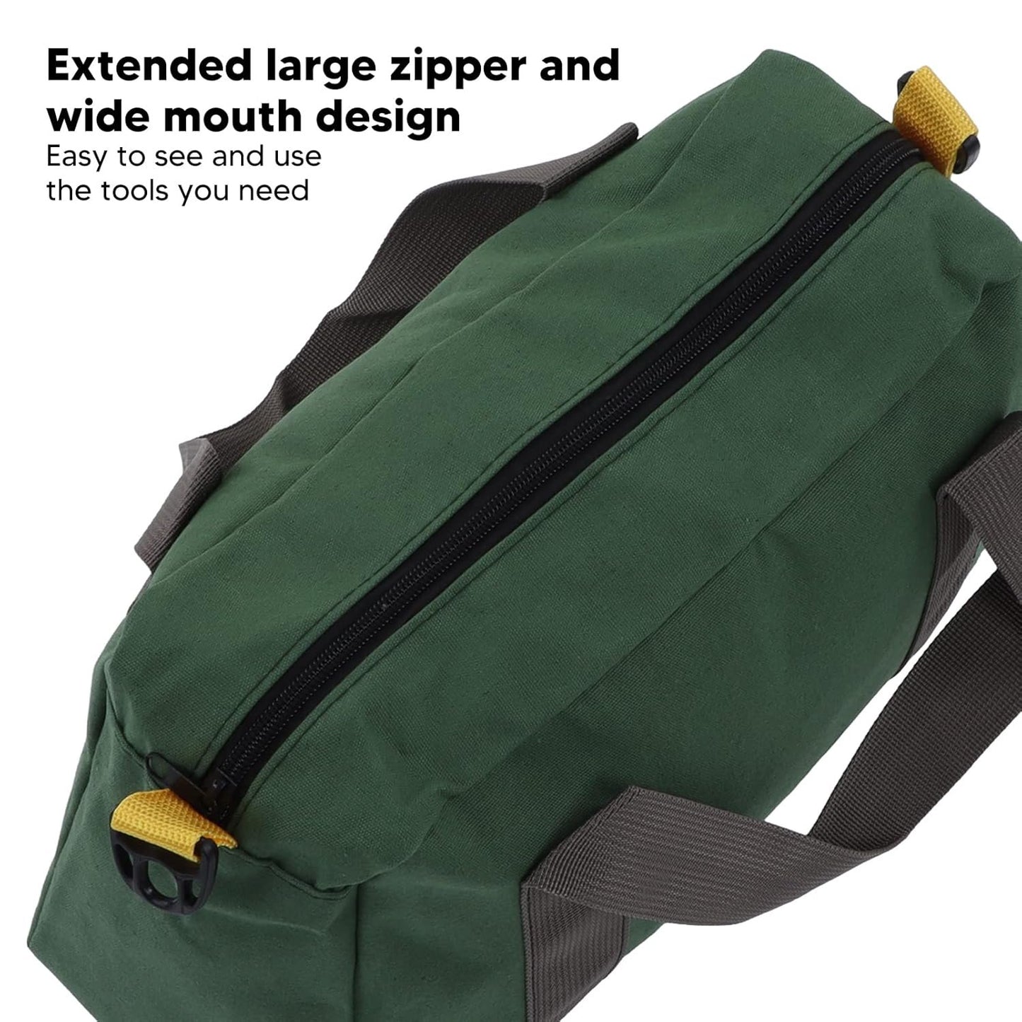 Tool Bag with Wide Mouth, Waterproof Tool Bag with Quick Opening, Large Extended Zipper, Large Load Capacity, Widely Used for Keys (36cm/14in)