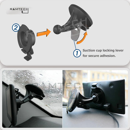 Ramtech Car Windshield Suction Mount Holder for Garmin Dezl 570 570LMT 580 LMT-S GPS - SCR