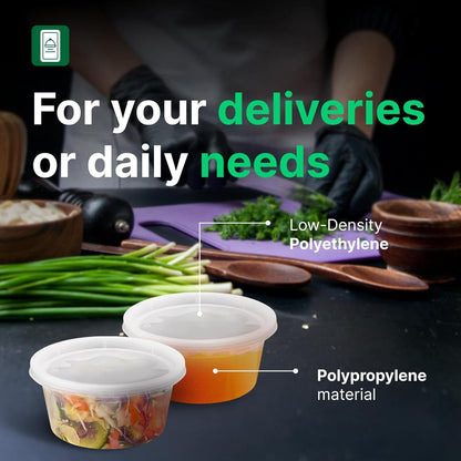 Deli Food Containers with Lids – 12 Reusable Plastic Containers for Food Storage – Ideal for Meal Prep, Leftovers, and Kitchen Storage – Dishwasher, Freezer, and Microwave Safe – 12 Pcs, 8oz