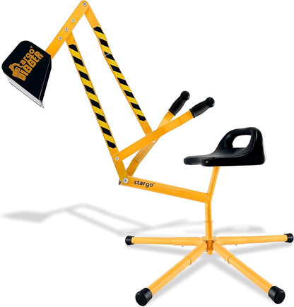 Stargo Sand Digger Kids Excavator Ride on Toy, Solid Steel Rotates 360, Hard Hat for Role Play, Outdoor Sandbox Toy Digger for Kids, Sand Dirt Snow