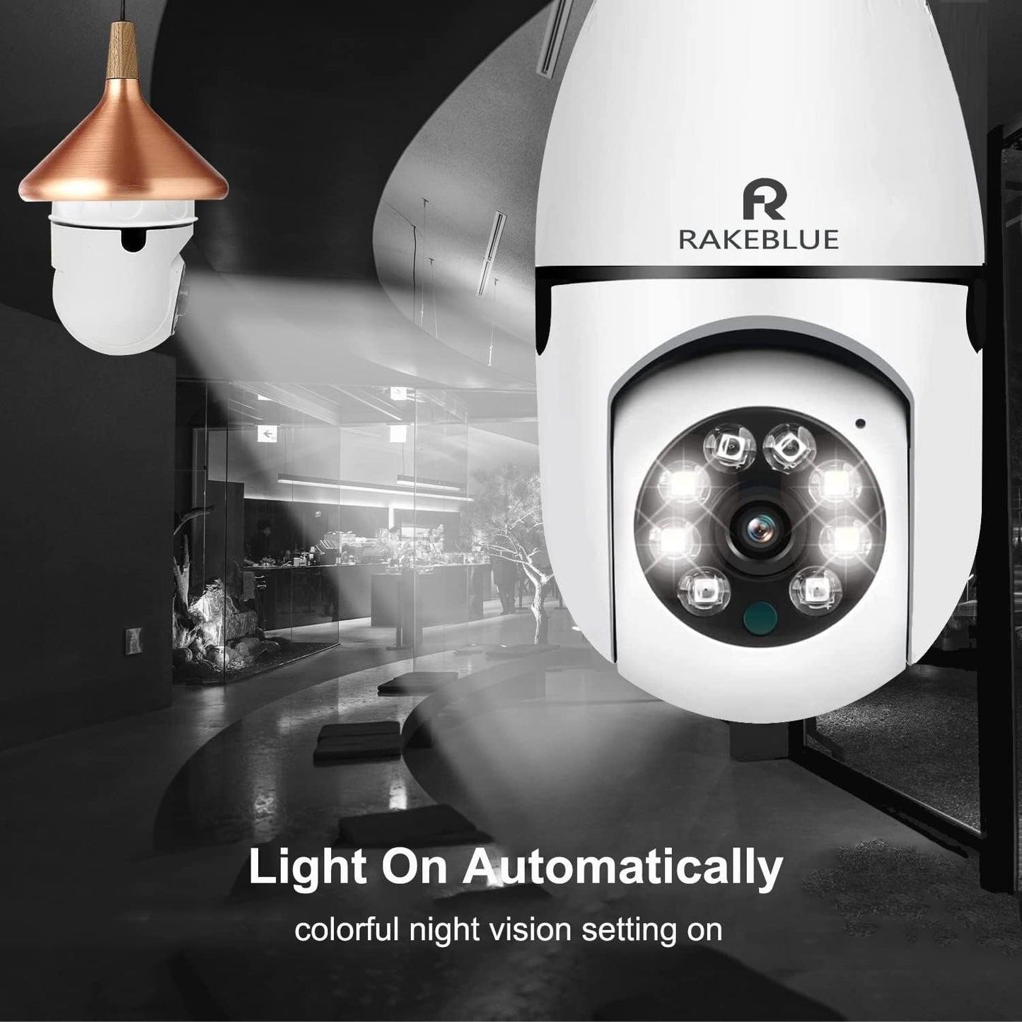Light Bulb Security Camera 1080P, Free Cloud Storage Wireless Security Camera with 2.4GHz/5GHz WiFi,360 Degree Pan/Tilt Human Motion Detection Two Way Audio Color Night Vision (1 Pack)