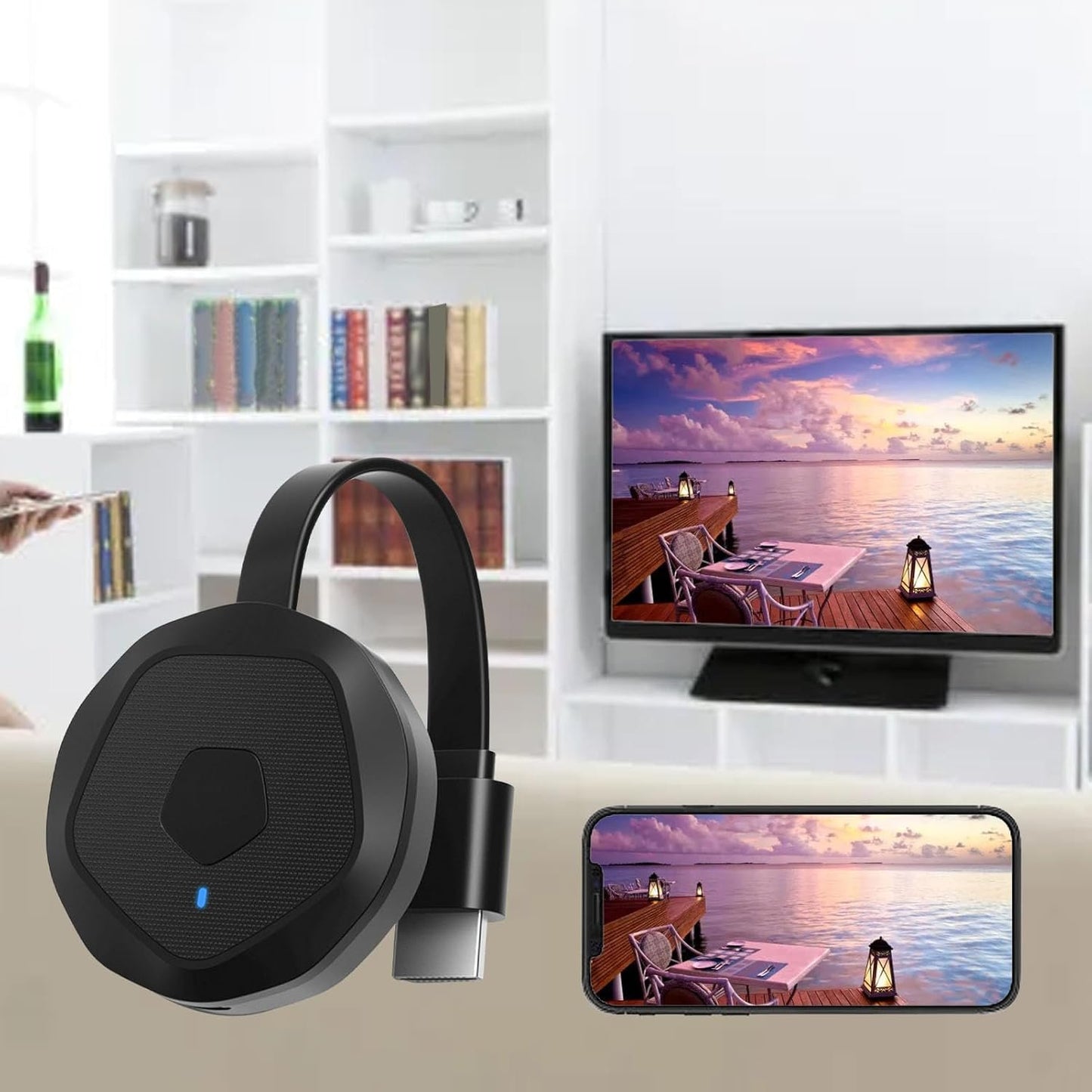 HDMI Display Dongle Adapter,for Laptop PC Smartphone to Streaming Video Audio to TV Projector,Horizontal Vertical Screen One Key Switch for Network Learning Entertainment