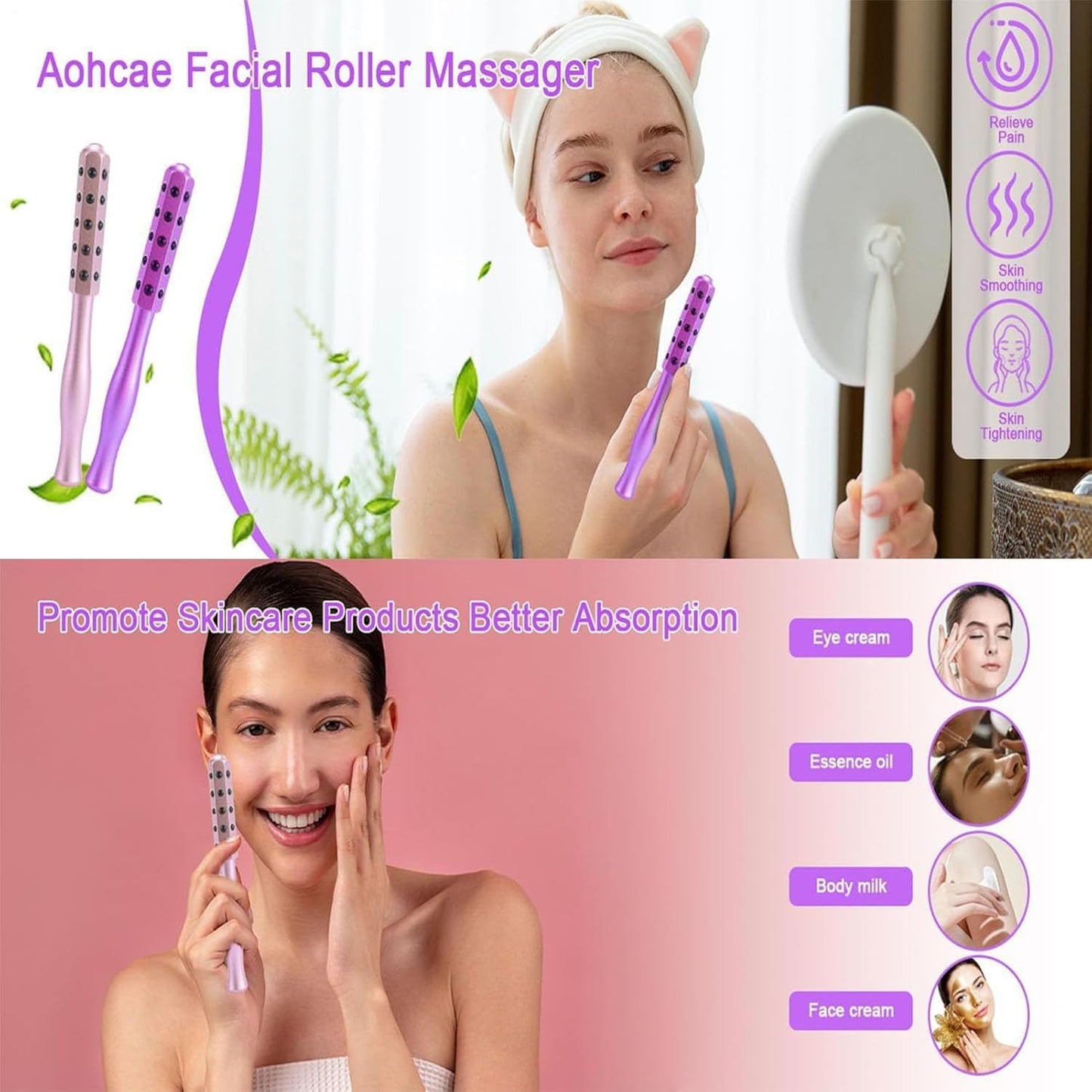 Face Roller - Uplift Massaging Beauty Roller | Anti-Aging Glow Skin Tool, Firming Depuffing Lifting Portable Sculptor for Travel Contouring, Skin Care Routines, Rejuvenation, Reduces Swelling