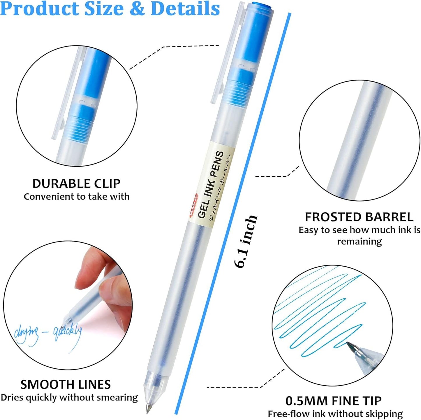Shuttle Art Gel Ink Ball Point Pens, 15 Colors Japanese Style Pens, 0.5mm Fine Ballpoint Pens Quick Drying for Writing Journaling Home, School and Office Stationery Supply