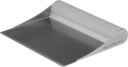 Rachael Ray Tools and Gadgets Stainless Steel Pastry Scraper/Bench Scrape/Kitchen Tool for Baking and Cooking/Dishwasher Safe, Sea Salt Gray, 6x5x1in