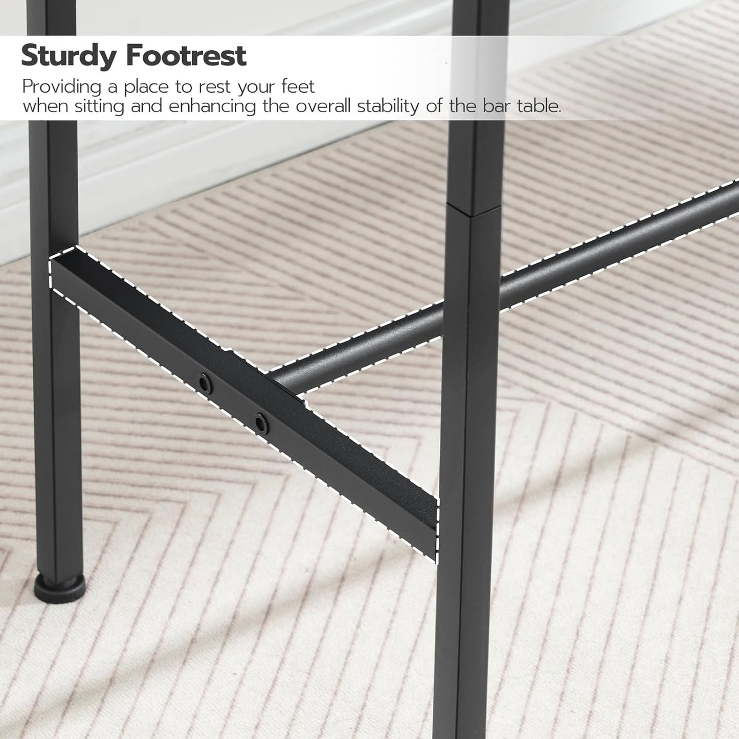 HOOBRO Bar Table, 120 cm Rectangular Pub Table, Tall Counter Height Pub Table, Long Color-Block Bar Tabletop, for Dining Room, Living Room, Bar, Pub, Rustic Brown and Black BF12BT01