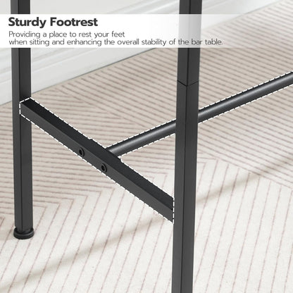 HOOBRO Bar Table, 120 cm Rectangular Pub Table, Tall Counter Height Pub Table, Long Color-Block Bar Tabletop, for Dining Room, Living Room, Bar, Pub, Rustic Brown and Black BF12BT01