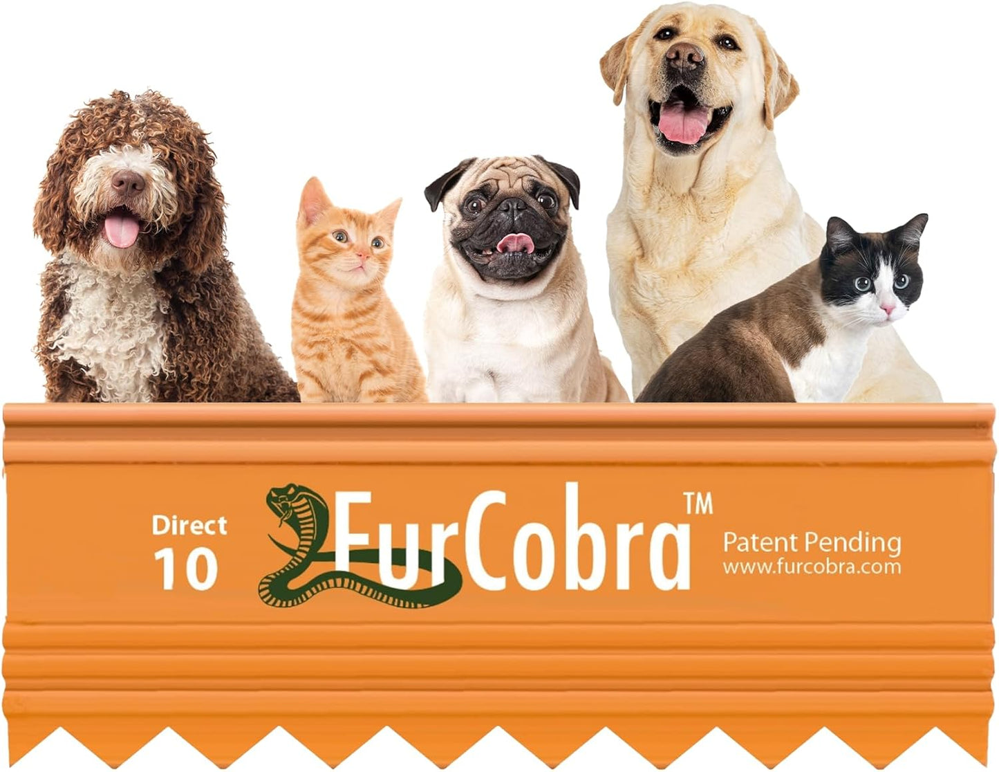 FurCobra Direct 10 Pet Grooming Brush 9cm - Gentle, No Metal Blades Brush Cats and Dogs - Portable, Easy to Use, Carder for Dogs and Cats