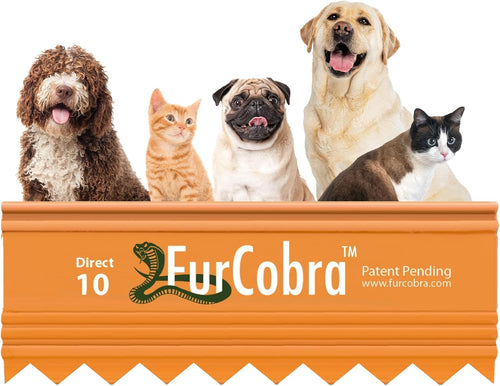 FurCobra Direct 10 Pet Grooming Brush 9cm - Gentle, No Metal Blades Brush Cats and Dogs - Portable, Easy to Use, Carder for Dogs and Cats