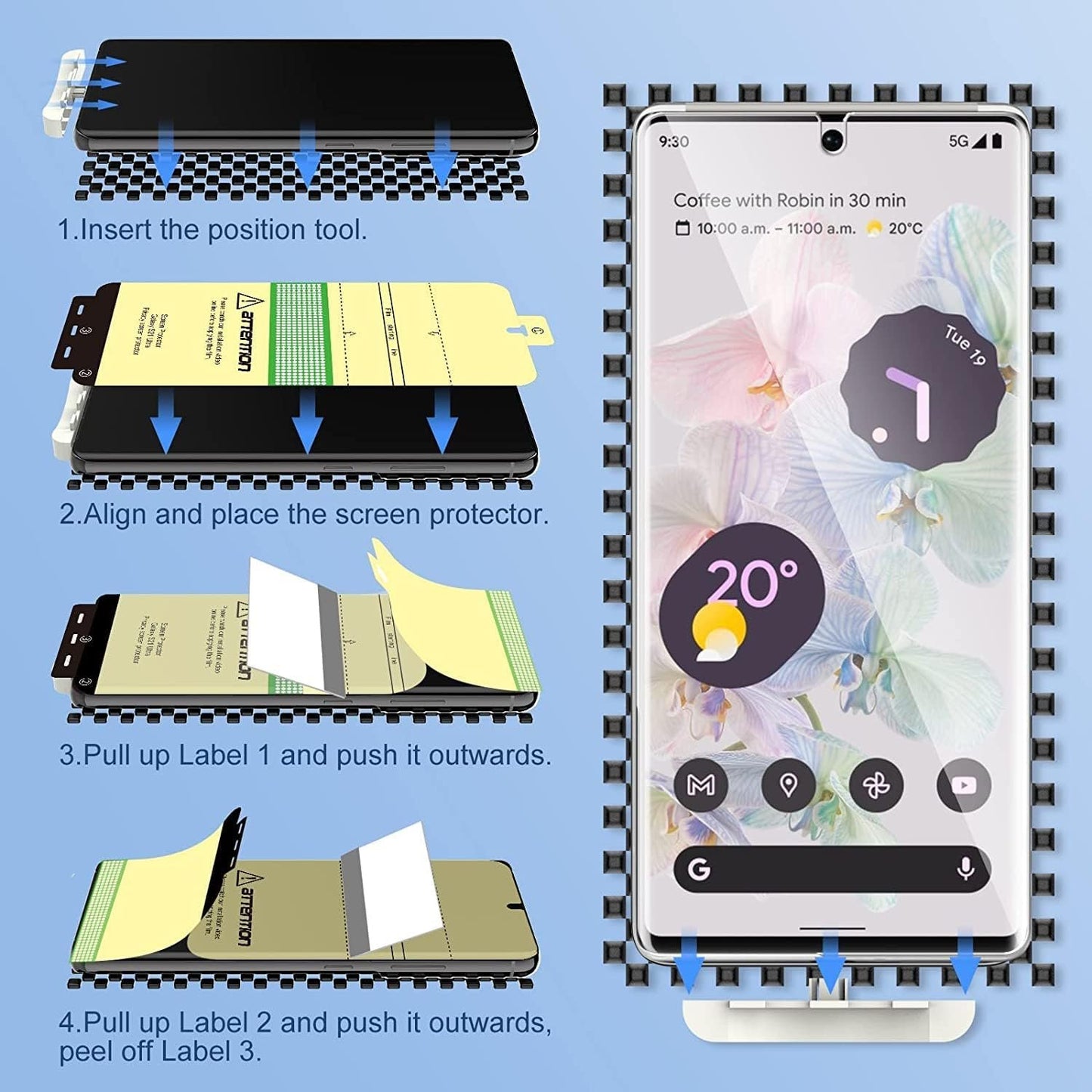 LK [2+2 Pack] for Google Pixel 7 Pro Screen Protector + 2 Pack Camera Lens Protector with Positioning Tool, [Anti-Scratch] Self-Healing TPU Film, Ultra-Thin Screen Protector for Pixel 7 Pro, 6.7-inch