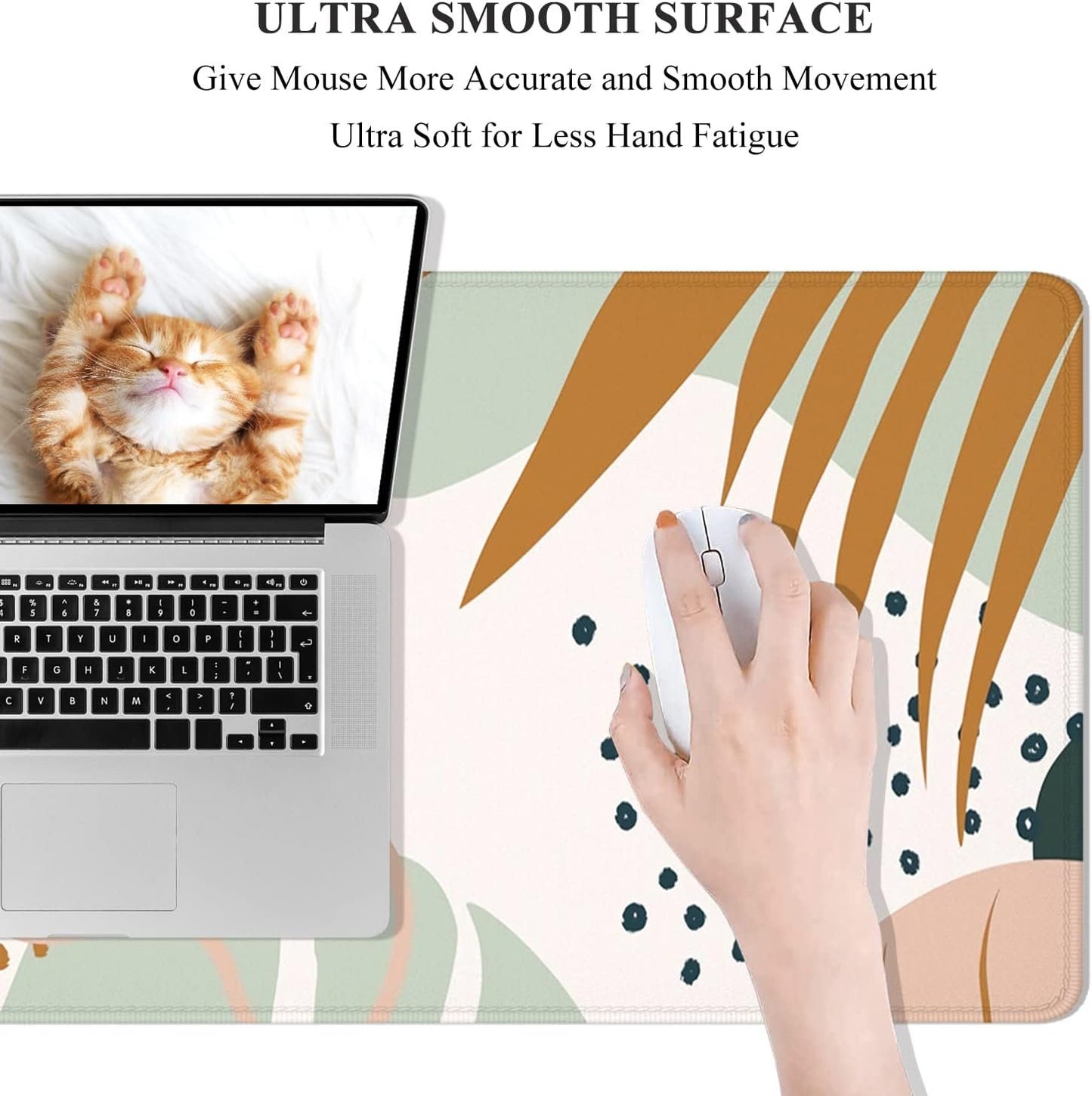 Desk Mat, 32" x 12" XXL Extended Large Gaming Mouse Pad, Desktop Decor Desk Pad, Cute Men Women Office Supplies and Accessories, XL Mouse Mat for Laptop & Keyboard, Boho Leaves