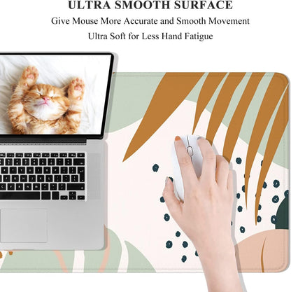 Desk Mat, 32" x 12" XXL Extended Large Gaming Mouse Pad, Desktop Decor Desk Pad, Cute Men Women Office Supplies and Accessories, XL Mouse Mat for Laptop & Keyboard, Boho Leaves