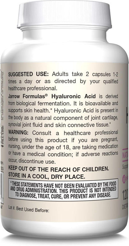 Jarrow Formulas Hyaluronic Acid, Skin Hydration, 120 Veggie Caps