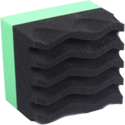 Tire Shine Sponge, Car Detailing Applicator, Wheel Cleaning Pad 3.74 x 3.35 x 2.56 Inches, Ergonomic Reusable Foam, Wave Design Grip, Paint Safe, Ideal for RV Truck Auto Coating