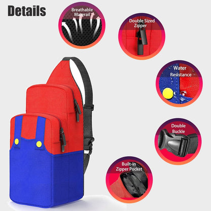 Cute Travel Bag for Nintendo Switch/2/Lite/OLED, Small Sling Portable Waterproof Backpack Carrying Crossbody Shoulder Chest Gaming Bag Case for NS SD Console Dock Joy-Cons Accessories Storage