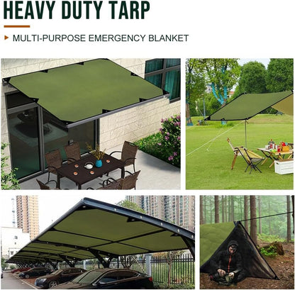 Safety Barrier：LYN XL Heavy Duty Survival Emergency Blanket/Tarp Cover-8.5'x11.8',Reflective Thermal Ripstop Waterproof,for Army,Tarp Covcer,Survial,Life Protection