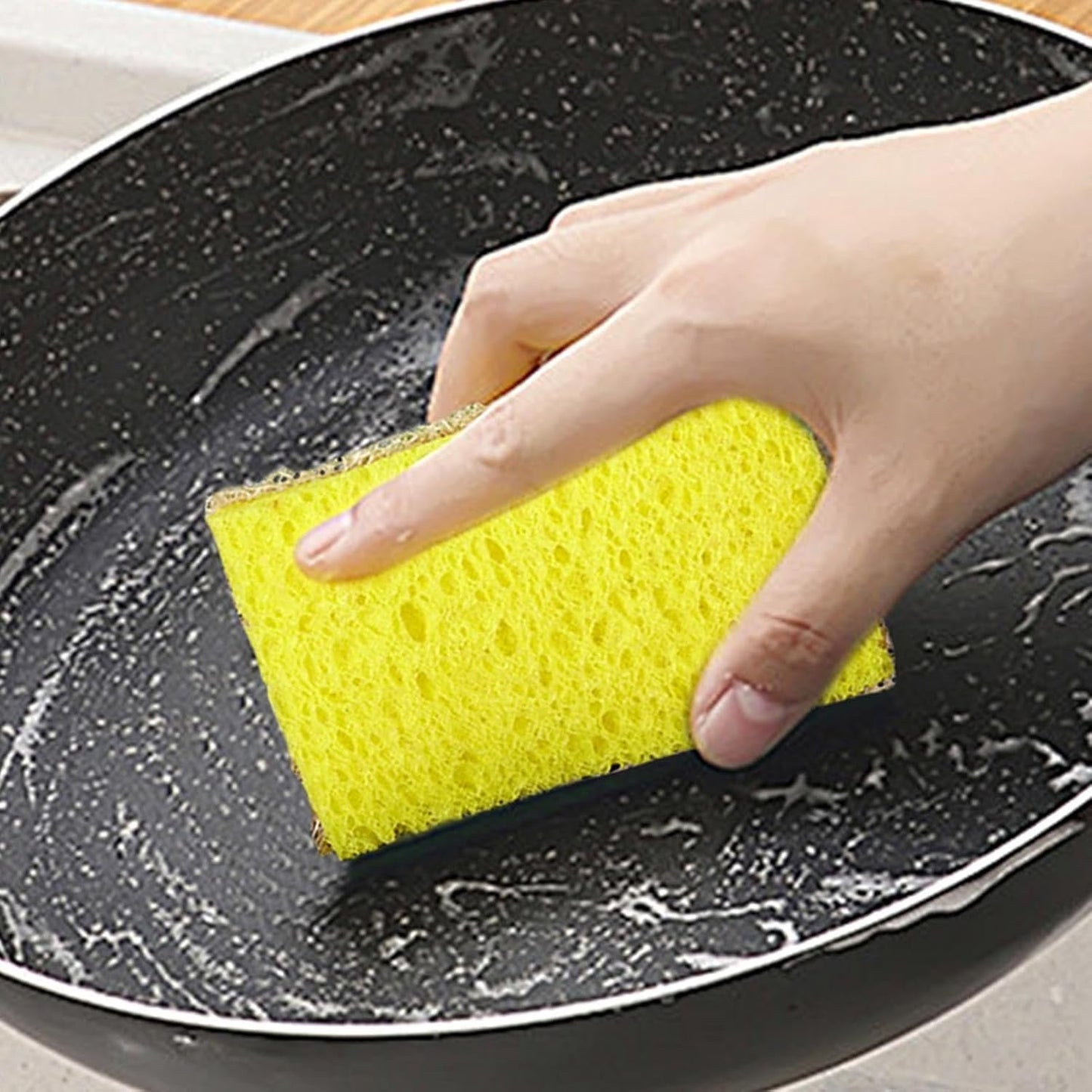 Natural Eco Dishwasher Sponges - Non-Scratch Scrub Sponge | Washing Up Sponges Scrubs | Friendly Sponges For Dishes | Kitchen Scrubbing Sponges | Multipurpose Cleaning Sponge | Reusable Kitchen Sponge