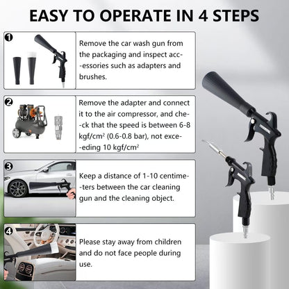 Tornado Detailing Car Cleaning Gun with Metal Nozzle | Interior Drying Air Blower | High Pressure Blower Gun | A Car Detailing Tools for Swiftly Removing Dirt and Dust with Air Flow