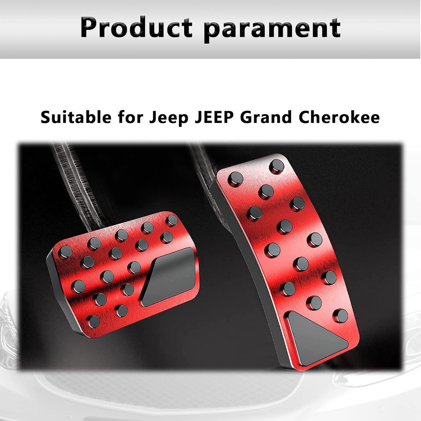 Miytsya 2 PCS Aluminum Alloy Anti-Slip Gas Pedal Brake Pedal Cover Interior Accessories Kit for 2011-2023 Jeep Grand Cherokee Dodge Durango, No Drilling Brake and Accelerator Pedal Covers (Red)
