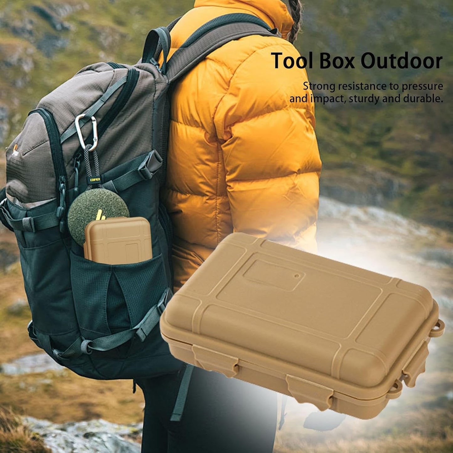Survival Gear Storage Box, Outdoor Survival Tool Set Box, Waterproof Shockproof Large-Size Sealed Storage Box Pressure-Proof For Outdoor Items