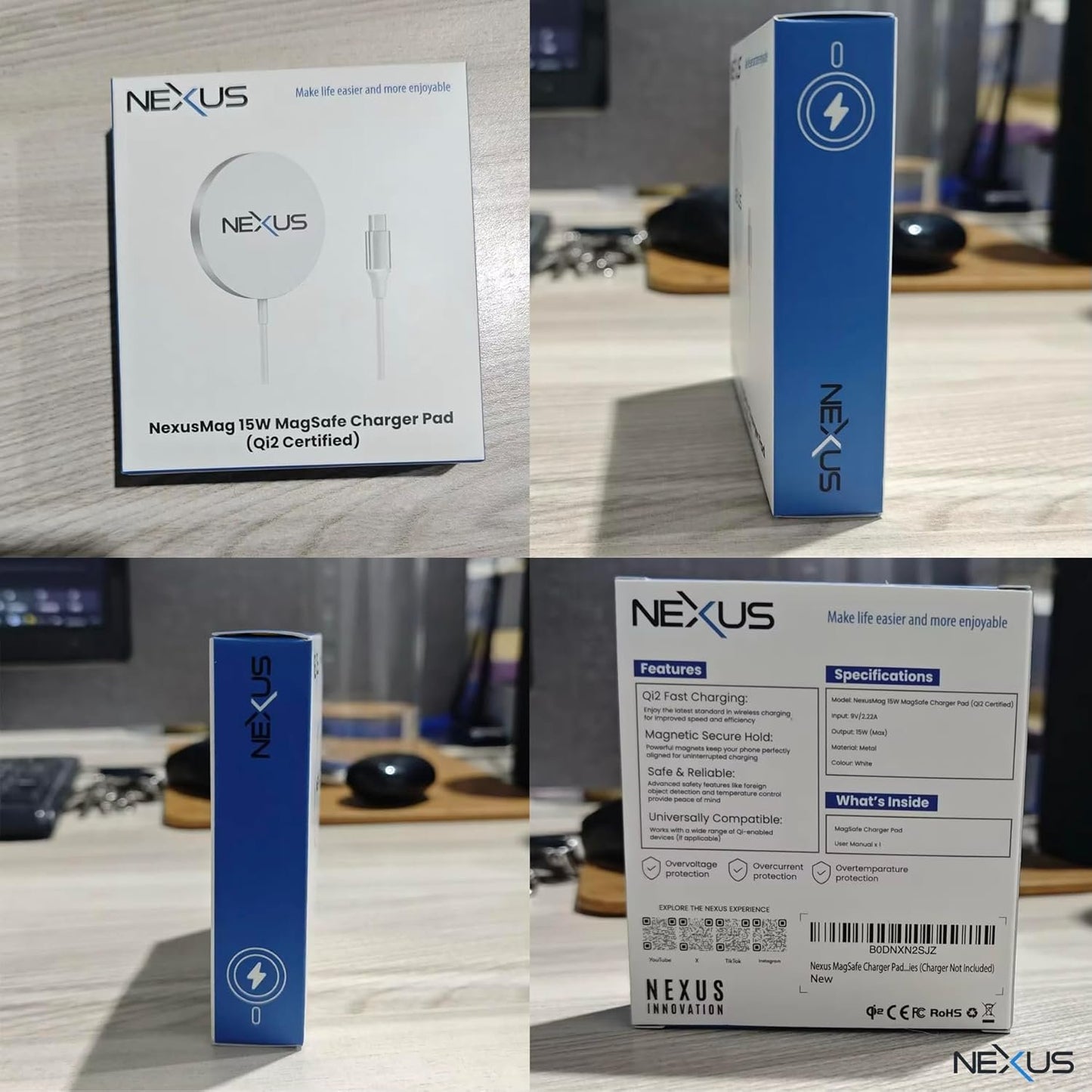 NEXUS MagSafe Charger Pad Compatible, NexusMag iPhone 16 Wireless Charger Pad, Qi2 Certified 15W Fast Wireless Charger, for Apple iPhone 16/16 Pro/16 Plus/Samsung Galaxy S25 Ultra (No AC Adapter)