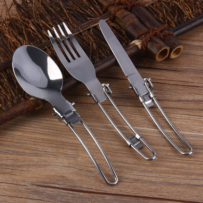 Camping Utensils, Stainless Steel Portable Camping Picnic Folding Cutlery Set with Bag for Outdoor Camping Backpacking Travel Lunch