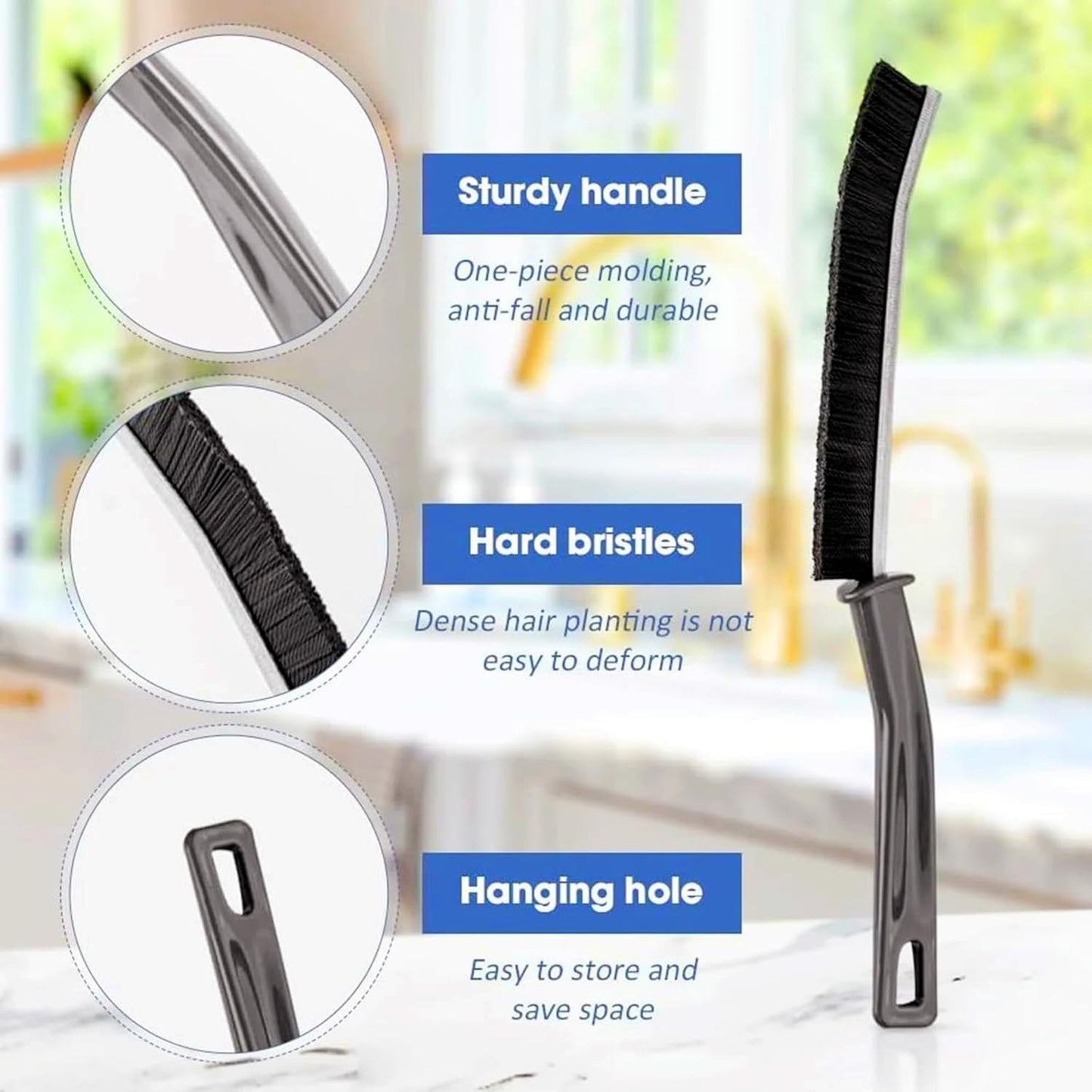 3 Pack Toilet Brush Set - Hard Bristle Cleaning Brush for Bathroom & Kitchen - Versatile Scrub Brush for Ceramic Tiles, Glass, Flooring - Essential Cleaning Tools for Every Home