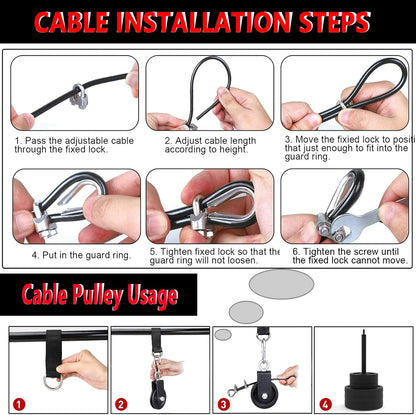 Cable Pulley System Gym Upgraded Home Strength Training Equipment Workout Accessories LAT Pull Down Fitness for Triceps Pull Down Biceps Curl Back Forearm Shoulder