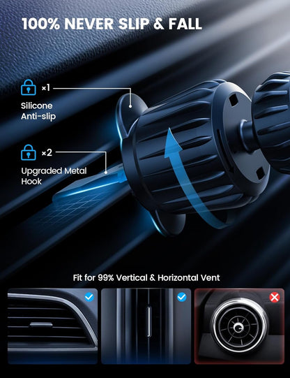 Lamicall 15W Wireless Car Mount Charger - [3-in-1 Upgraded Intelligent Chip] 360° Wireless Car Phone Holder Charger Vent Dashboard Magnetic Car Charger for iPhone 16 Pro Max Black