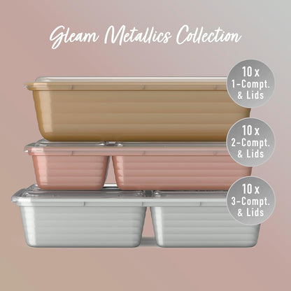Bentgo Prep 60-Piece Meal Prep Kit - Reusable Food Containers 1-Compartment, 2-Compartment, & 3-Compartments for Healthy Eating - Microwave, Freezer, & Dishwasher Safe (Gleam Metallics)