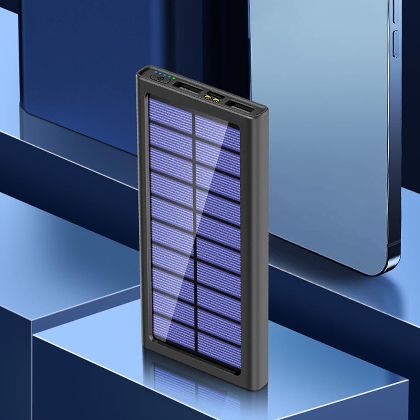 Solar Charger Power Bank, Mobile Phone Battery Pack, 10000mAh Portable Chargers, Lightweight External Power Supply, 5.59x2.64x0.63 Inches, for Outdoor Hiking Travel Camping Home