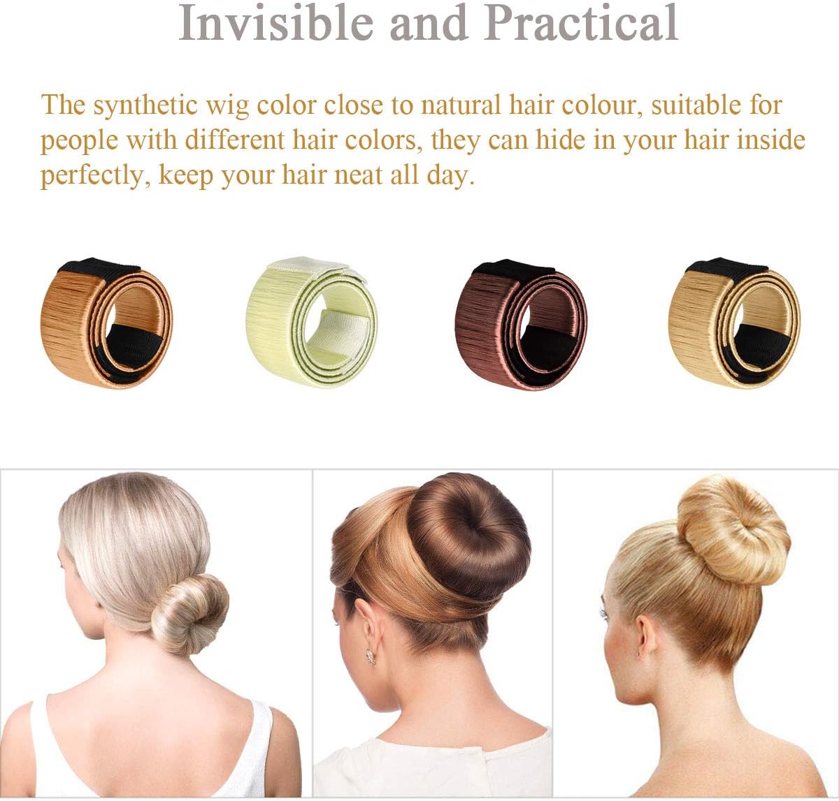 Easy Hair Bun Maker, 8 Pieces French Twist Hair Accessories Donuts Magic Bun Maker for Girl Women (4 Colours)
