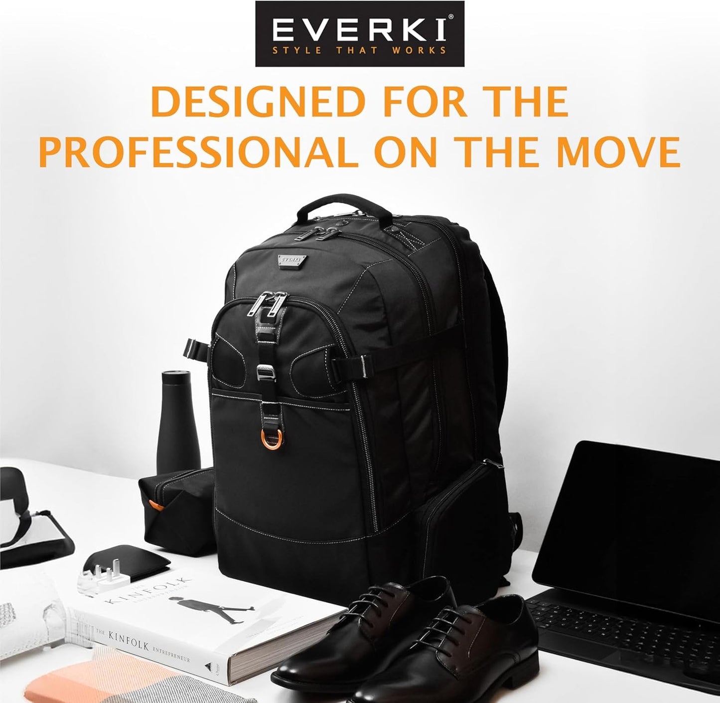 EVERKI Business 120 EKP120 18.4 Inch Laptop Backpack, Ideal for Large Laptops, Workstations and Gaming, Organizer Compartments, Padded Shoulder Straps, Water Resistant