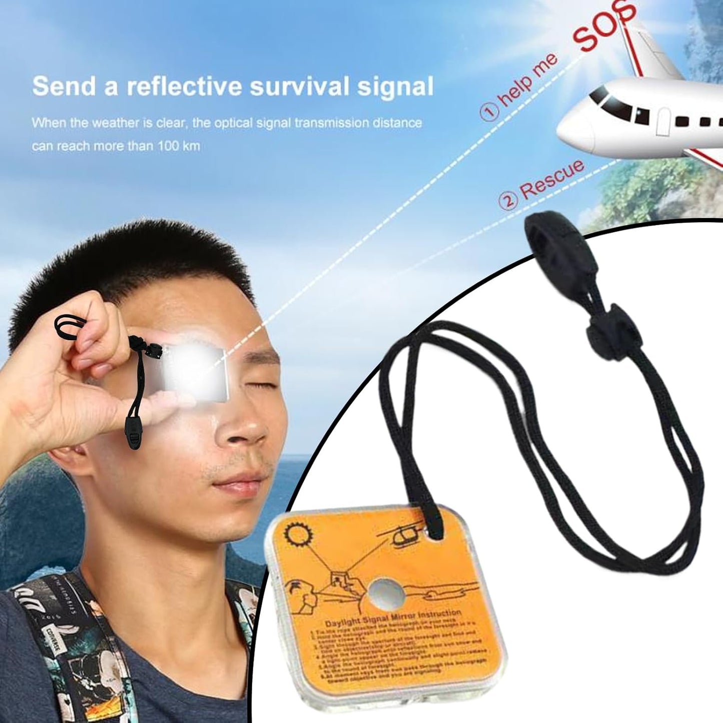 Générique Signal Mirror, Survival Reflective Mirror Tool, 2.24 x 2.24 in Lightweight Outdoor Decor, Compact Signaling Accessory for Hiking, Camping, Travel and Car Safety