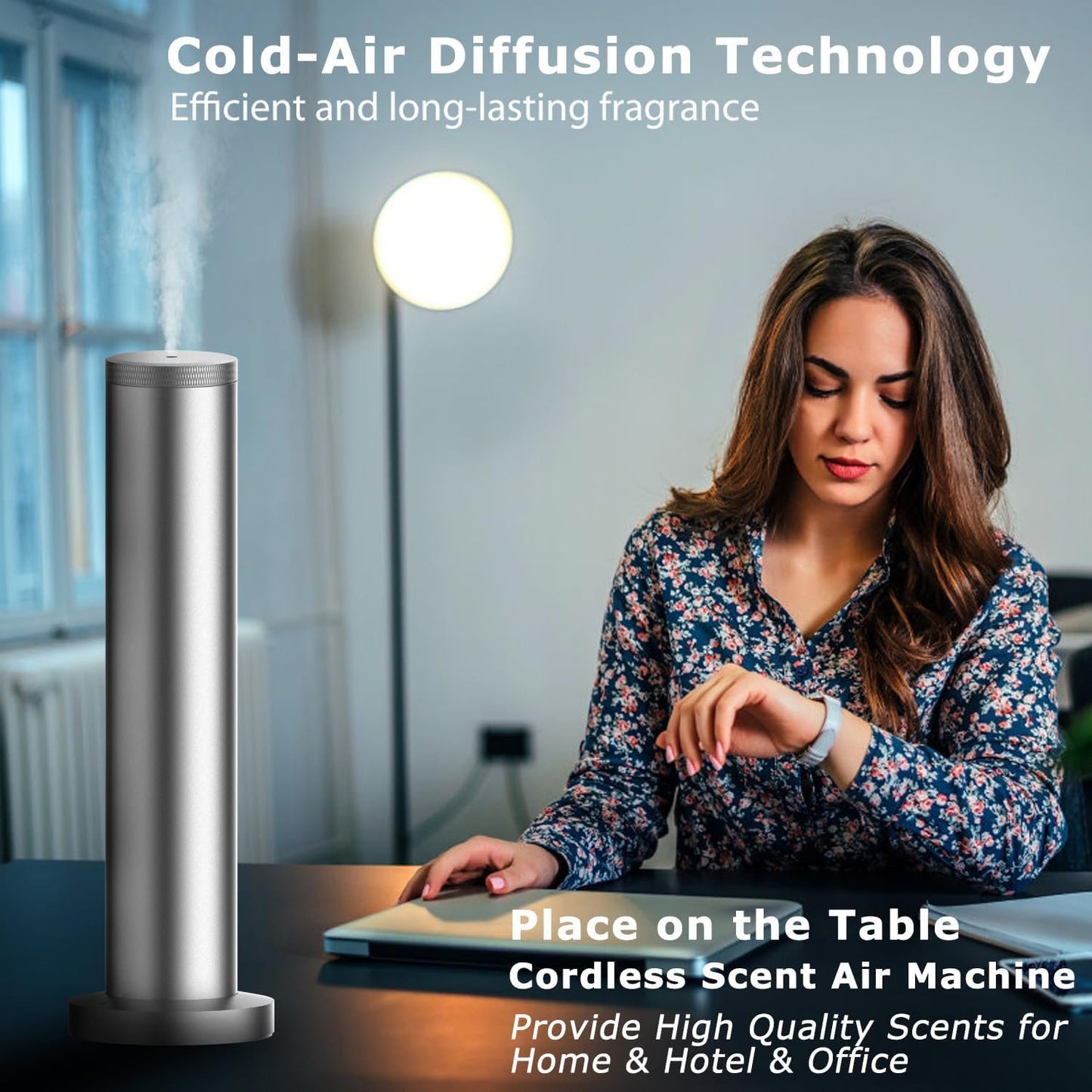 Hotel Aroma Diffuser - Rechargeable Wireless Whole House Diffuser - Home Odor Air Machine - Bluetooth Control - Waterless Essential Oil Diffuser for Large Room