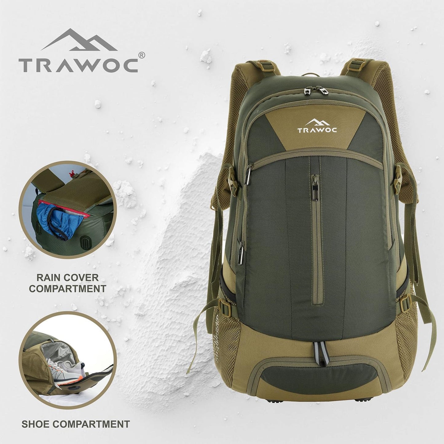 TRAWOC FALCON 40 L Travel Laptop Backpack for Men and Women, Casual Daypack with Rain Cover Hiking, Trekking, Travelling Bag