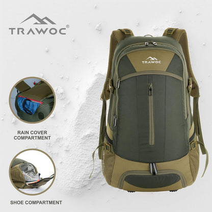 TRAWOC FALCON 40 L Travel Laptop Backpack for Men and Women, Casual Daypack with Rain Cover Hiking, Trekking, Travelling Bag