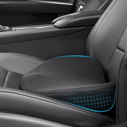 OLYDON Car Seat Cushion for Driving - Comfort Memory Foam for Car Driver Seat- Back Support, Pain Relief - for Car Travel, Long Trips (Black)