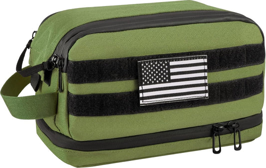 Dinictis Toiletry Bag For Men, Travel Toiletry Bag, Shower Bag, Hygiene Bag, Dopp Kit, Shaving Kit, Small Tactical Bag, EDC Military Molle Pouch, Jungle Green, Military
