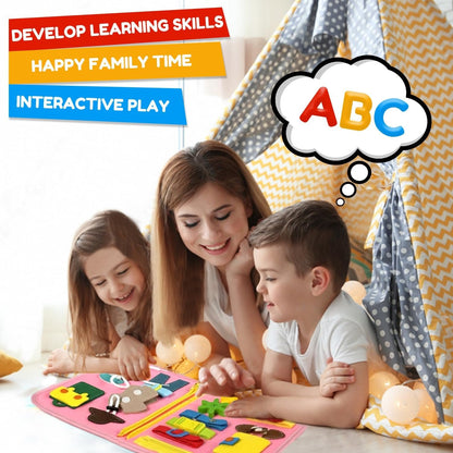Qizfun Busy Board Book Montessori Toys for 1 2 3 4 Year Old, Girl Birthday Gifts, Educational Sensory Learning Toys for Toddlers 1-3, Car Airplane Travel Activities Toys for Kids Ages 2-4 Year Old