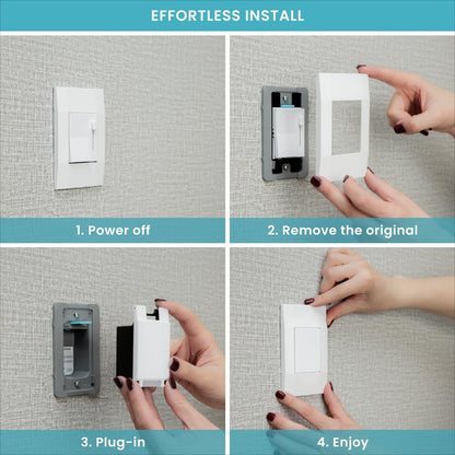 Smart Light Switch by Deako, Single Pole, 3-Way, 4-Way, 2.4 GHz Wi-Fi, Programmable, Remote App, Voice Control w/Alexa, Google Assistant, Samsung. No Hub Required, Neutral Wire Required, White