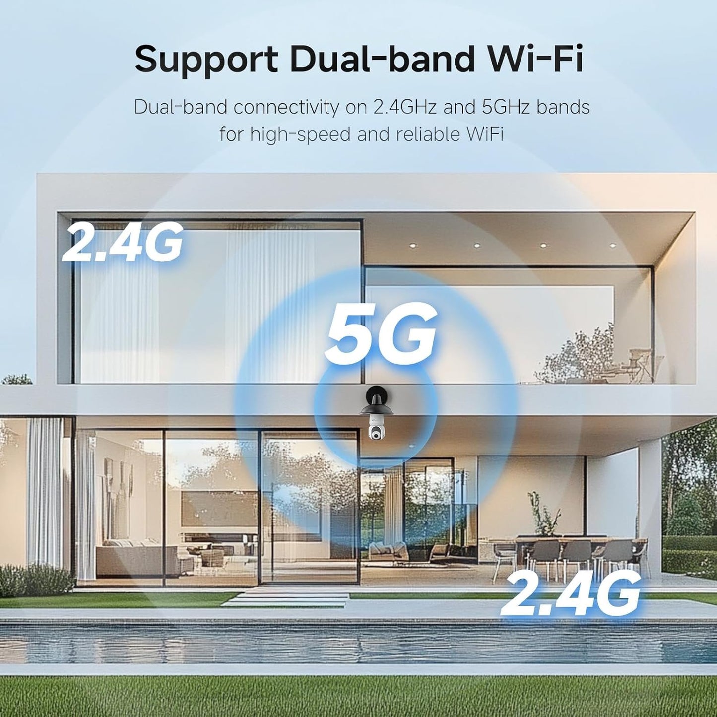 2K Light Bulb Security Cameras Wireless Outdoor, 5G&2.4G WiFi Cameras for Home Security Outside Indoor, IPX6 Waterproof, 360° Motion Tracking and Human Detection, Security Camera Outdoor