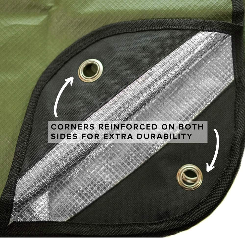 Arcturus Heavy Duty Survival Blanket – Insulated Thermal Reflective Tarp - 152 x 208cm. All-Weather, Reusable Emergency Blanket for Car or Camping (Olive Green)
